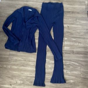 Reformation blue matching set button up shirt and pants